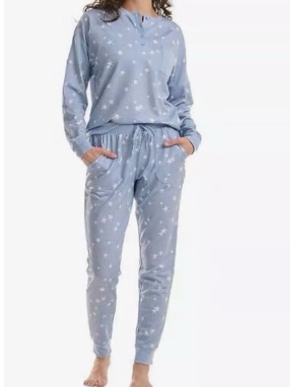 Splendid Star-Print Light Blue Pajama Set size L